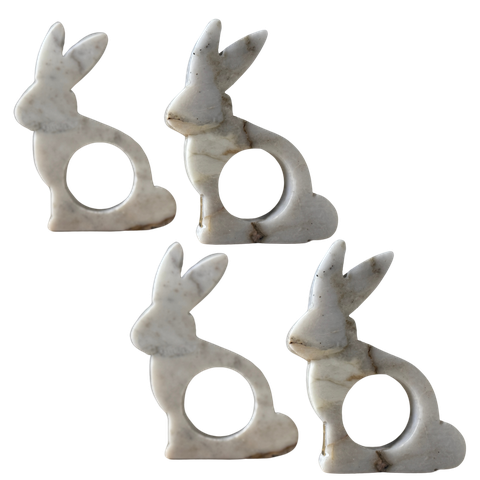 Kit 4 Porta Guardanapos Coelho Mármore Calacatta Milano Polido 10x8cm