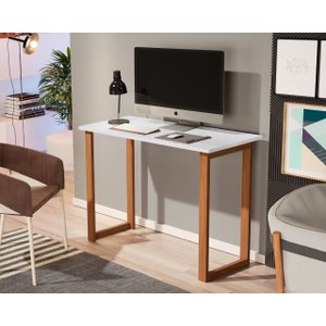 Mesa de Estudo com Pes de Madeira Compacta 0,76cm Branca