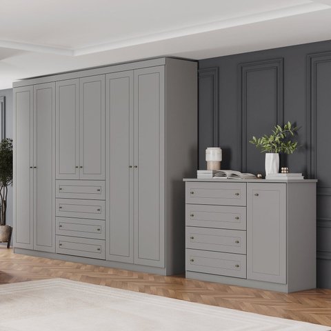 Conjunto Quarto Adulto Americano Cinza
