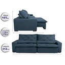 Ver mais imagens de Sofá Lisboa 3,12m Retrátil, Reclinável com Molas no Assento Tecido Suede Velusoft Azul - Cama