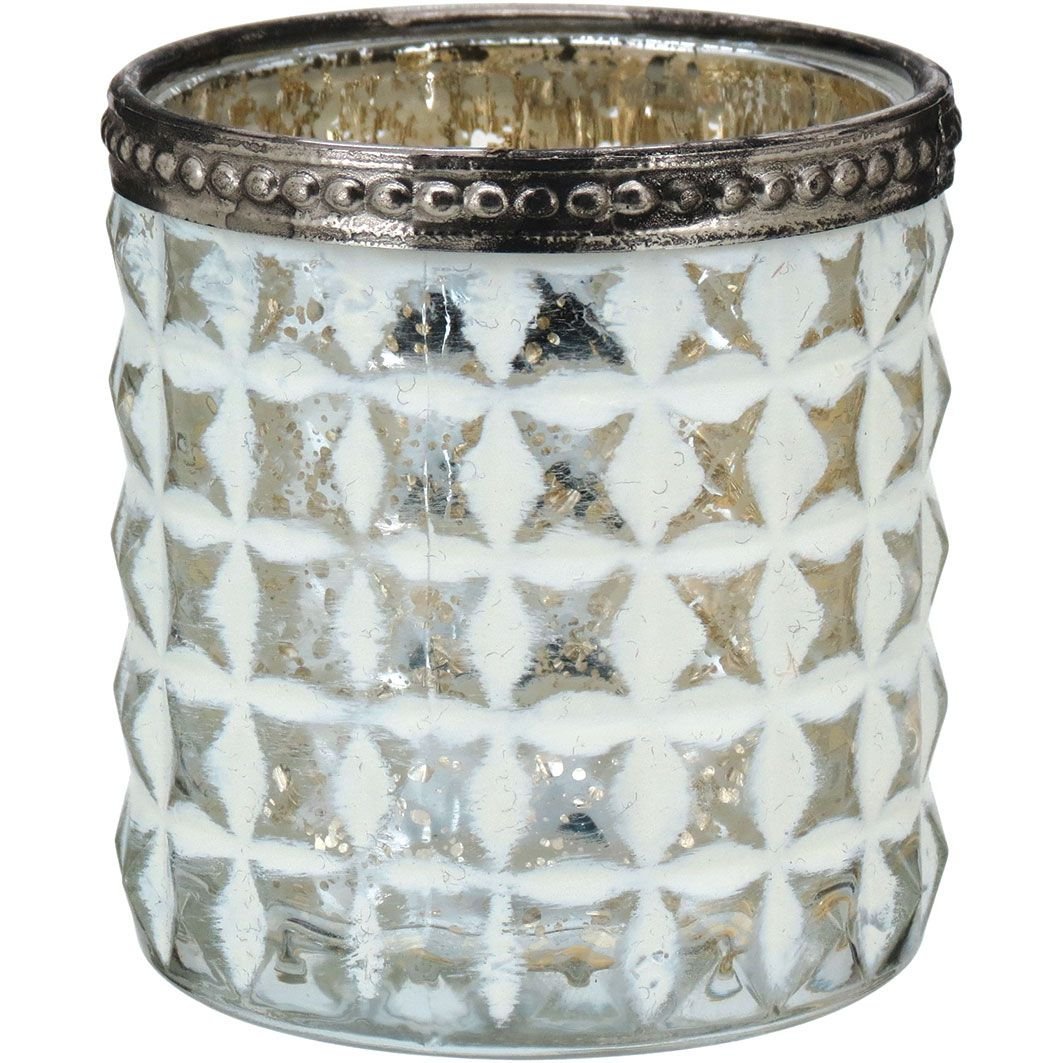 Temple Castiçal de Metal Branco Decorativo Sala Quarto 8x7cm