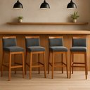 Ver imagem 1 de Kit 4 Banquetas Alta Cozinha Gourmet Conforto Suede:Suede Cinza