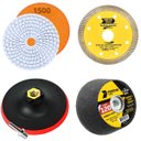 Ver imagem 1 de Kit Acabamento Porcelanato com Suporte + Adaptador + Lixa Grão 1500 + Rebolo Grão 120 + Disco de Cor