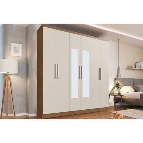Guarda Roupa Casal 6 Portas c/Esp PH1127 Carvalho/Off Herval