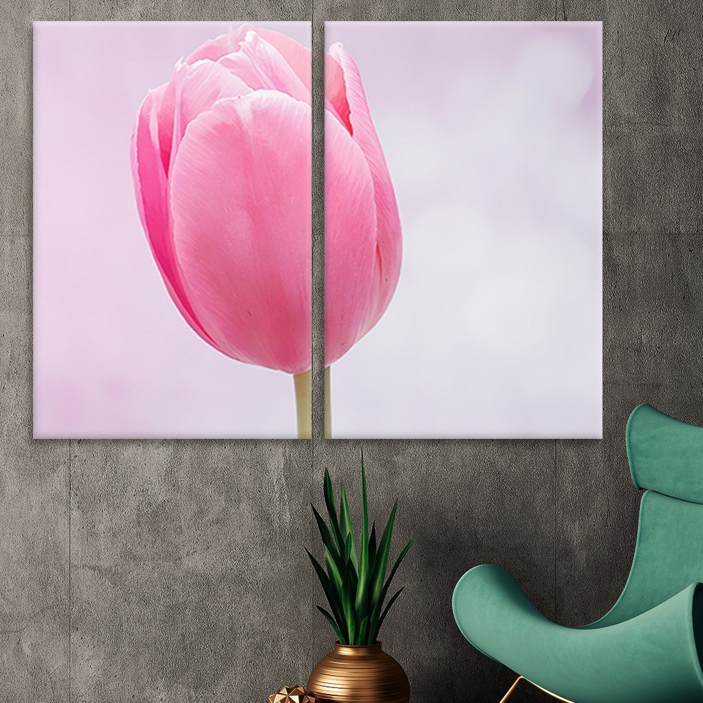 Kit 2 Telas Decorativas Tulipa Rosa Médio - 2