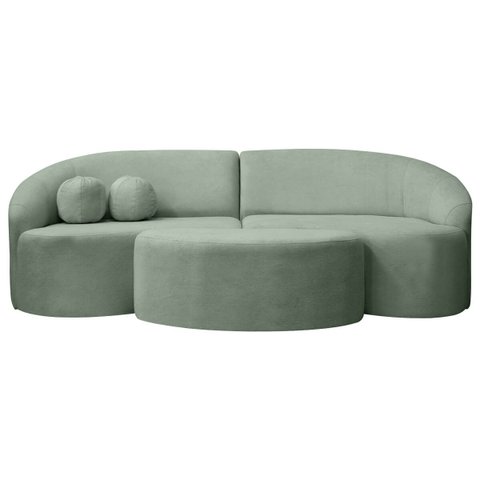 Sofá Orgânico Palermo 4 Lugares 210cm + Puff Bouclê - Sofa Store:Bouclê Verde Menta