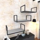 Ver imagem 1 de Prateleira Industrial Suspensa Estante Parede Nicho Cinza Ferro e Madeira Suporte Pratileira