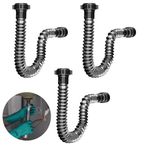 Sifão Sanfonado Universal 61cm Cromado | Astra | Kit C/ 3 Un