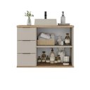 Ver imagem 4 de Gabinete de Banheiro Aqua 76cm Estilare Gab4002 Nude/carvalho