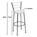 Ver imagem 2 de Kit 3 Banquetas Altas Cromada com Encosto Assento Branco