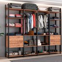 Ver imagem 2 de Closet 4 Gavetas 2 Cabideiros Estilo Industrial Chess F04 Preto/Solanum - Mpozenato