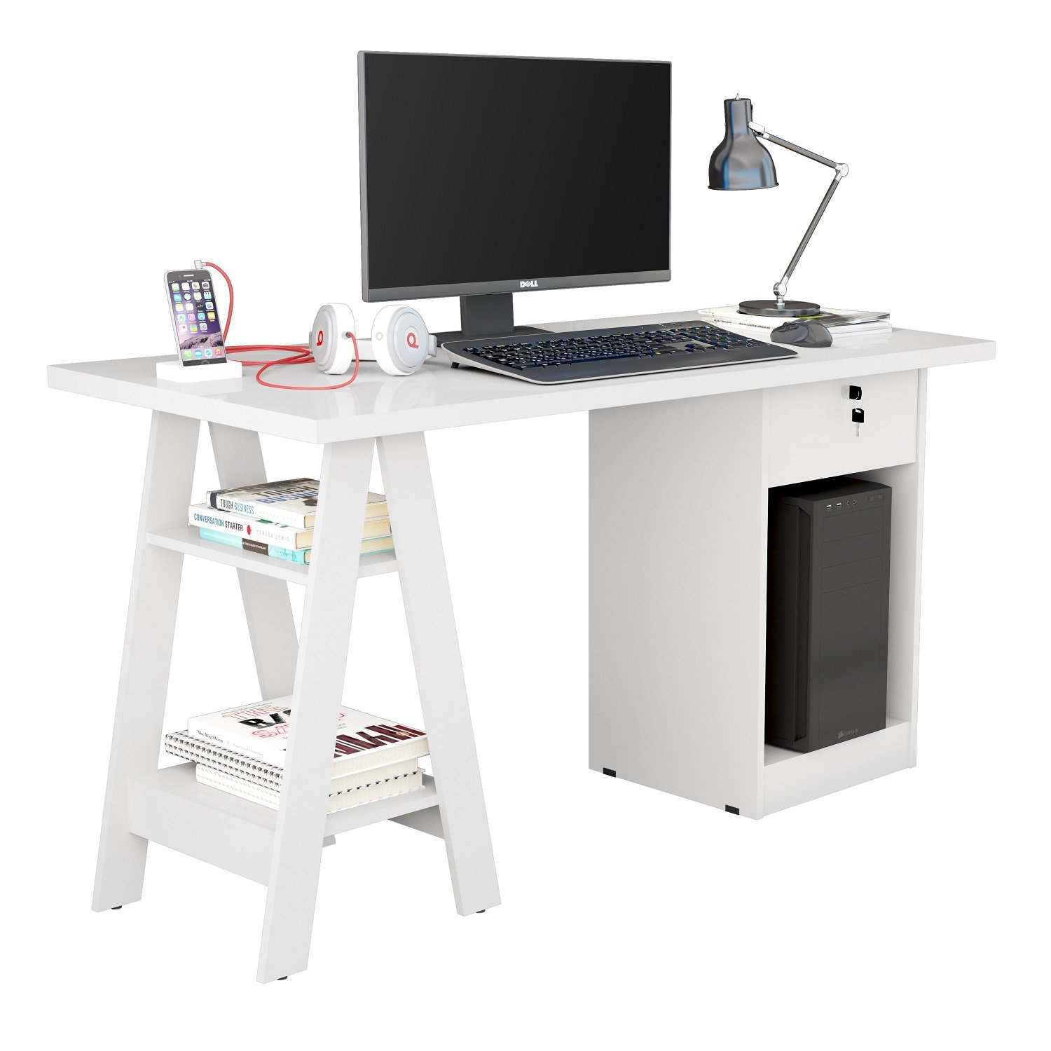 Mesa de Estudo Bali Branca Para Quarto/Escritório/Home Office - 3