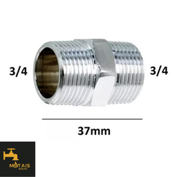 Kit com 10 Niple Duplo Cromado Rosca Npt 3/4 X 3/4 Macho União Junção - 2