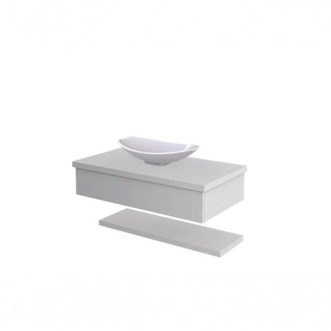 Conjunto Bancada C-cuba L45 e Prateleira Metrópole 805 Perffect Acetinado Branco Chess