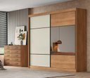 Ver imagem 1 de Guarda Roupa Casal com Espelho 100% MDF 2 Portas de Correr 8 Gavetas 241cm Brusque Cumaru/Fendi - Novo Horizonte