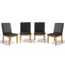 Ver imagem 1 de Kit com 4 Cadeiras Daniela Madeira Maciça Estofada para Mesa de Jantar Courino Preto 503