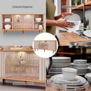 Ver mais imagens de Buffet de Sala Jantar Janice 4 Portas com Vidro Nature MDF:Nature / Off-White
