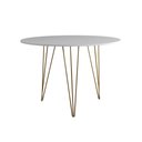 Ver imagem 2 de Mesa de Jantar Redonda 90cm Branca Clips 3 Pés Base Dourada