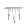 Mesa de Jantar Redonda 90cm Branca Clips 3 Pés Base Dourada - 2