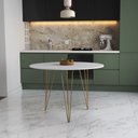 Ver imagem 1 de Mesa de Jantar Redonda 90cm Branca Clips 3 Pés Base Dourada