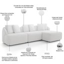 Ver imagem 4 de Sofá 4 Lugares com Chaise Direito Sala Living 288cm Arlo F04 Bouclê Off White - Lyam Decor