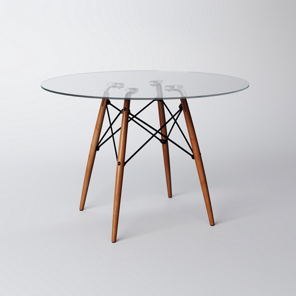 Conjunto de Mesa de Jantar Eames Eiffel Redonda 90cm Tampo de Vidro com 2 Cadeiras Brancas - 2