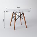 Ver imagem 3 de Conjunto de Mesa de Jantar Eames Eiffel Redonda 90cm Tampo de Vidro com 2 Cadeiras Brancas