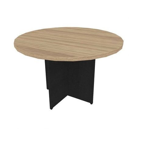Mesa de Jantar Redonda Anne Bege/Preto/Carvalho Mel