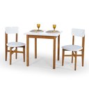 Ver imagem 2 de Mesa de Jantar Base Madeira Maciça com 2 Cadeiras Elisa Ideal para Apartamenteo 90x90 Branco