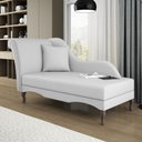 Ver imagem 1 de Divã Recamier Chaise Longue Valentina Clássico com Pés de Madeira Bouclê Cinza Claro - Desk Design