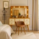 Ver imagem 2 de Penteadeira Anaísa Cor Nature e Off White com Banqueta Amsterdã