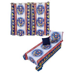 Kit Colcha Cobre Leito + Cortina Infantil Solteiro 4p Menino Menina Personagens:patrulha
