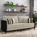 Ver imagem 1 de Sofá Montecarlo 3 Lugares 232cm Veludo/pu Bege/preto
