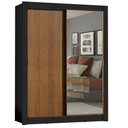 Ver imagem 2 de Guarda-Roupa Solteiro Madesa Denver 2 Portas de Correr com Espelho Preto/Rustic Cor:Preto/Rustic