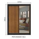 Ver imagem 3 de Guarda-Roupa Solteiro Madesa Denver 2 Portas de Correr com Espelho Preto/Rustic Cor:Preto/Rustic