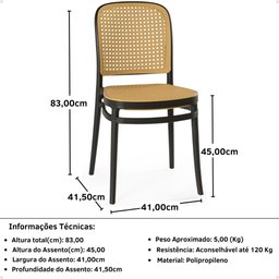 Kit 6 Cadeiras de Jantar Roma para Sala e Cozinha - Preto - 7