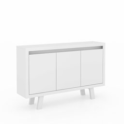 Balcão para Escritório 136cm com 3 Portas e 1 Prateleira Branco - 2