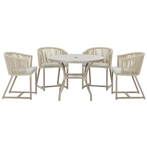 Mesa com 4 Cadeiras e Noronha Estofado 3 Trama Original Rami