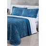 COBRE LEITO NOBRE CASAL KING PERCAL 200 FIOS 03 PEÇAS - AZUL/FOLHAGEM VERDE - 1