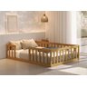 Cama Montessoriana Casal Nemargi Madeira Maciça com Grade Nogueira - 1