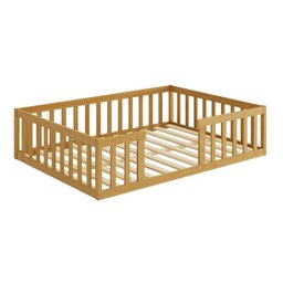 Cama Montessoriana Casal Nemargi Madeira Maciça com Grade Nogueira - 3
