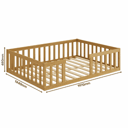 Cama Montessoriana Casal Nemargi Madeira Maciça com Grade Nogueira - 2