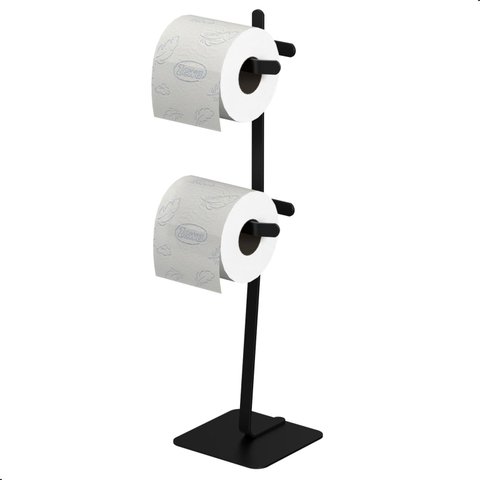 Porta Papel Higiênico de Chão Duplo Suporte Para Papel Oslo:Preto