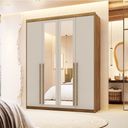 Ver imagem 1 de Guarda Roupa Roupeiro Casal Dubai 4 Portas com Espelho Nature Fendi Vila Rica