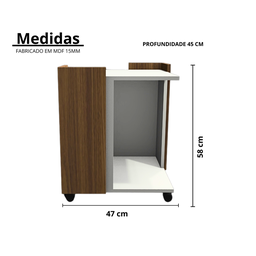 Mesa Lateral /cama Pet Toy na Cor Branco/ Freijó com Rodizio - 4