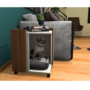 Mesa Lateral /cama Pet Toy na Cor Branco/ Freijó com Rodizio