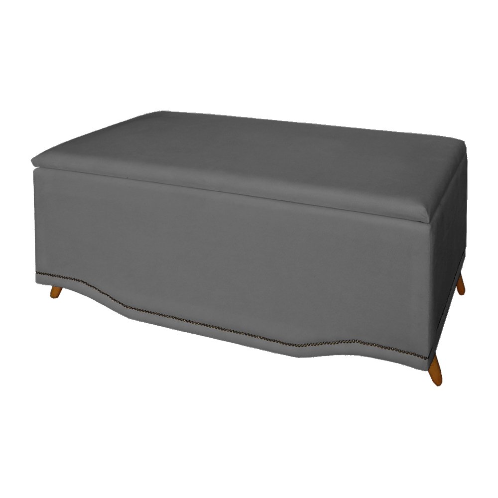 Calçadeira Recamier Baú Solteiro 90cm Greta Suede Cinza - DS Estofados - 2