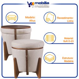 Puff Flex Altus em Linho Colmeia - Mobiliamobilia - 6