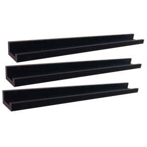 Kit 3 Prateleira Porta Quadros Retratos Fotos Temperos Livros e Enfeites Cor:Preto