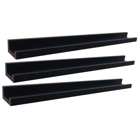 Kit 3 Prateleira Porta Quadros Retratos Fotos Temperos Livros e Enfeites Cor:Preto